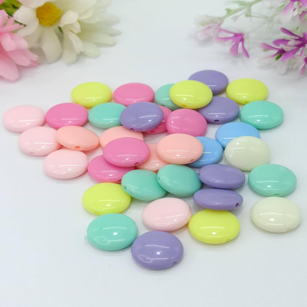 Mix Infantil Achatado 14mm Cores Candy Passante &#