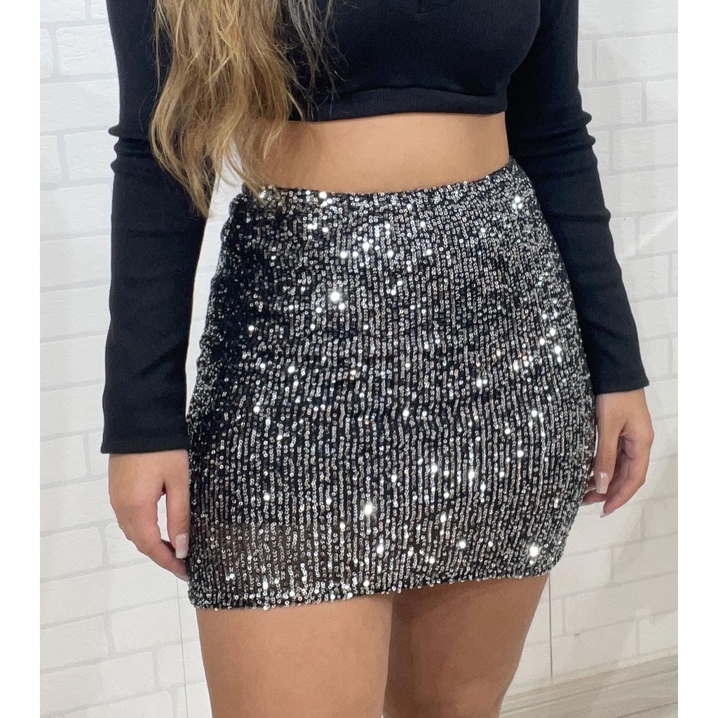 Saia paetê básica valor de atacado acinturada fo