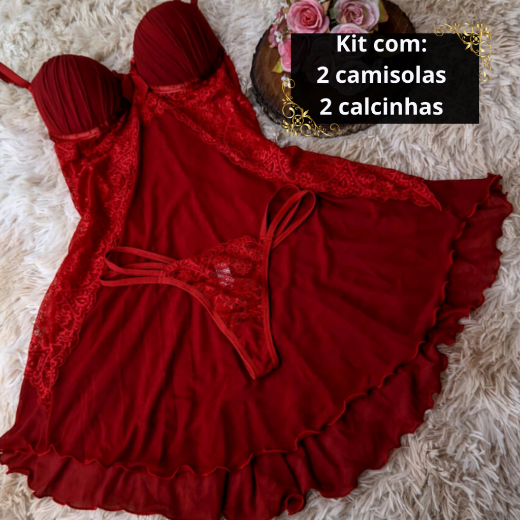 Kit 2 Camisolas com bojo confortavel linha noite s