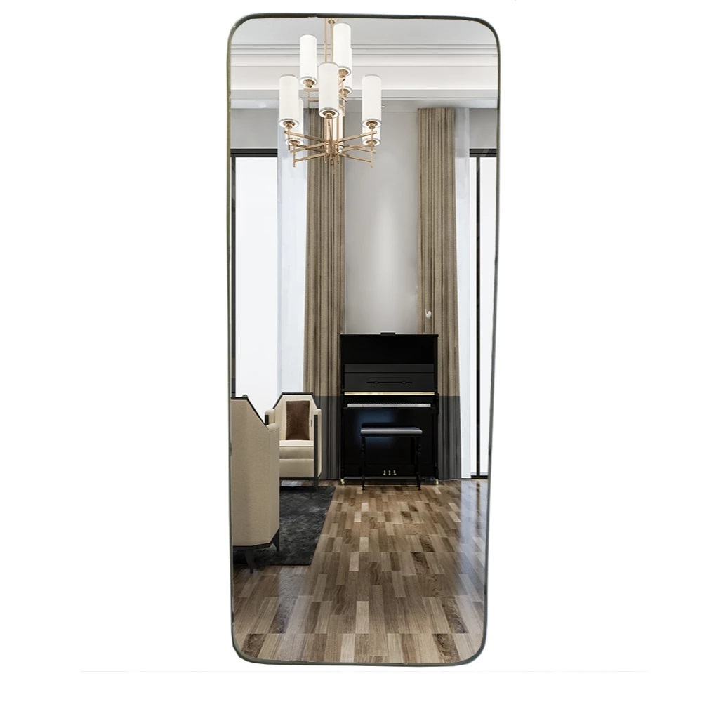 Espelho Retangular Moldura Em Alumínio 170cm x 70