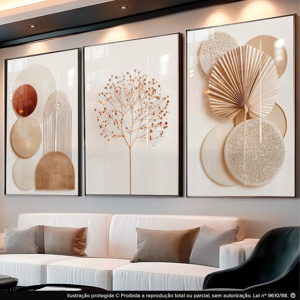 Quadros Decorativos Abstratos Geométricos Boho Ne