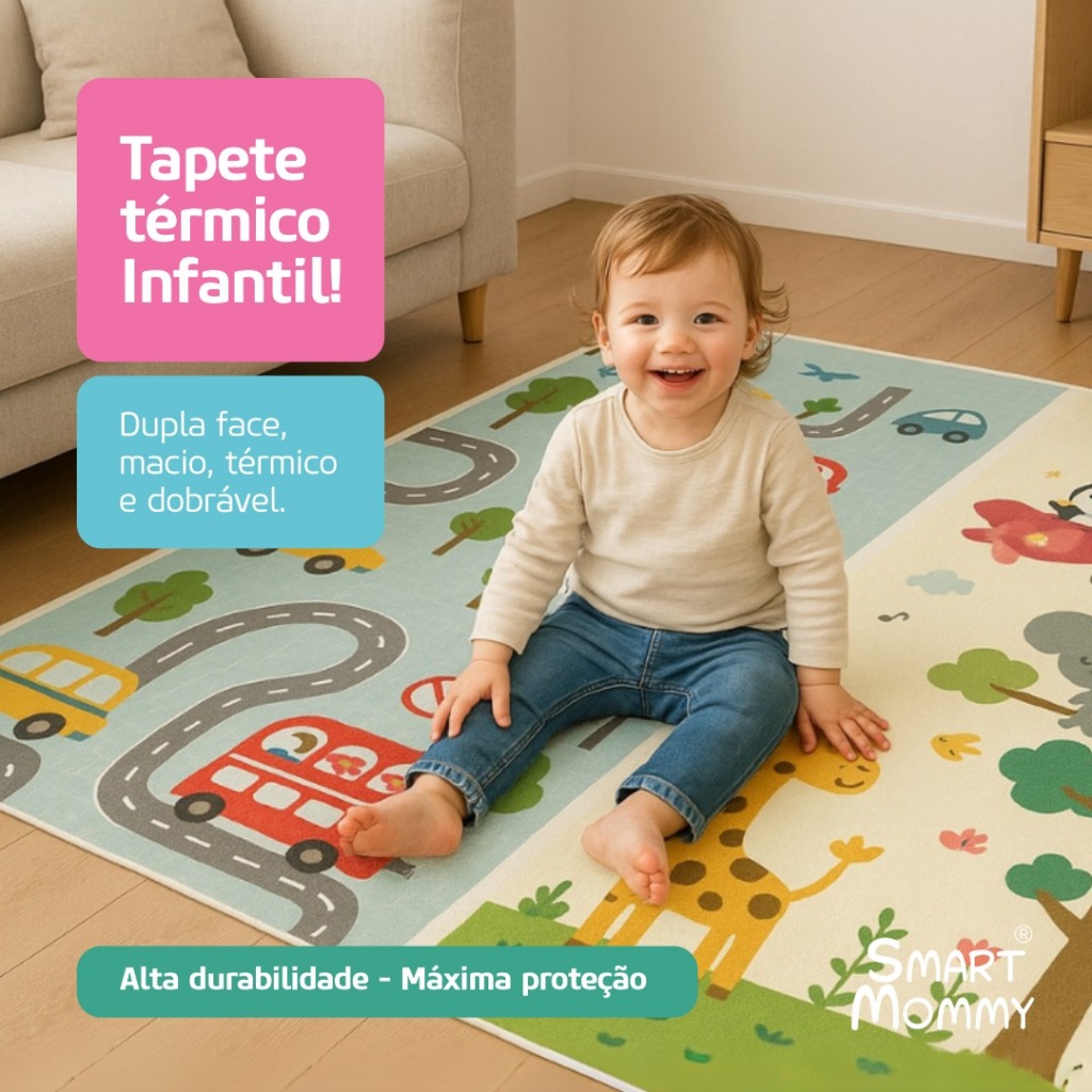 Tatame Infantil 180x150cm  Tapete Dupla Face Dobr�