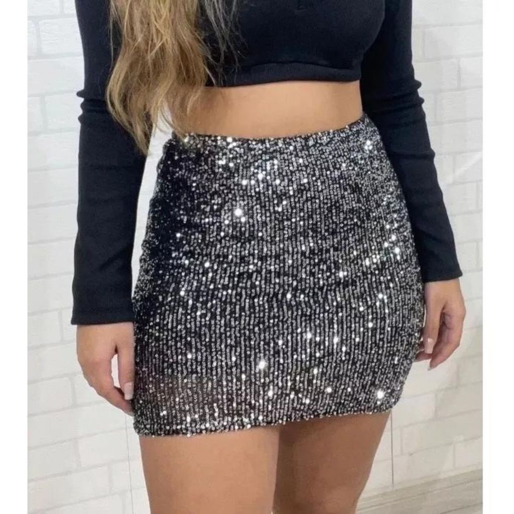 Saia Paetê Básica Valor De Atacado Acinturada Fo