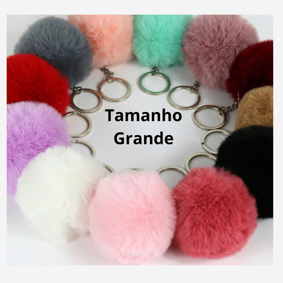 Chaveiro Pingente PomPom de Pelúcia Grande no Ata