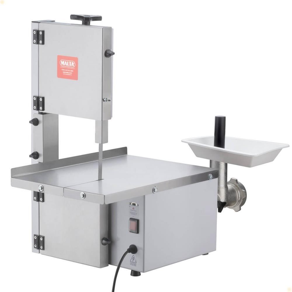 Mini Serra Fita Malta Branca Mesa Inox com Moedor 
