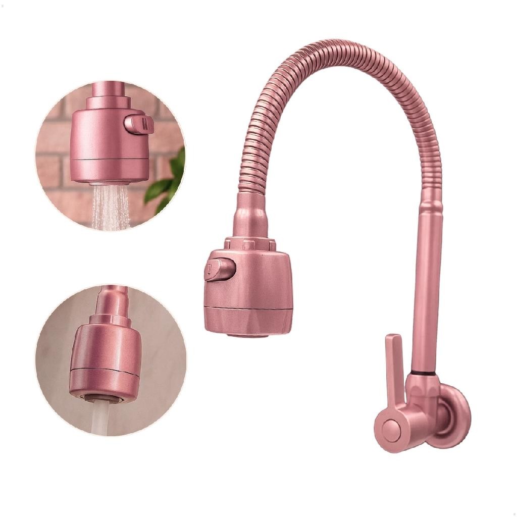 Torneira Gourmet Flexível Parede Rose Gold 2 Jato
