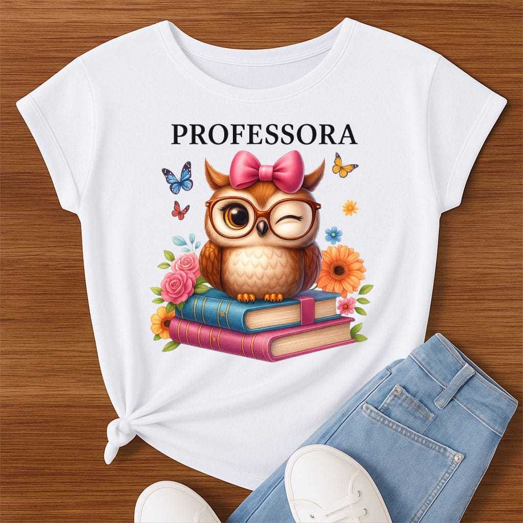 Camiseta Professora Feminina Estampa Coruja Fofa c