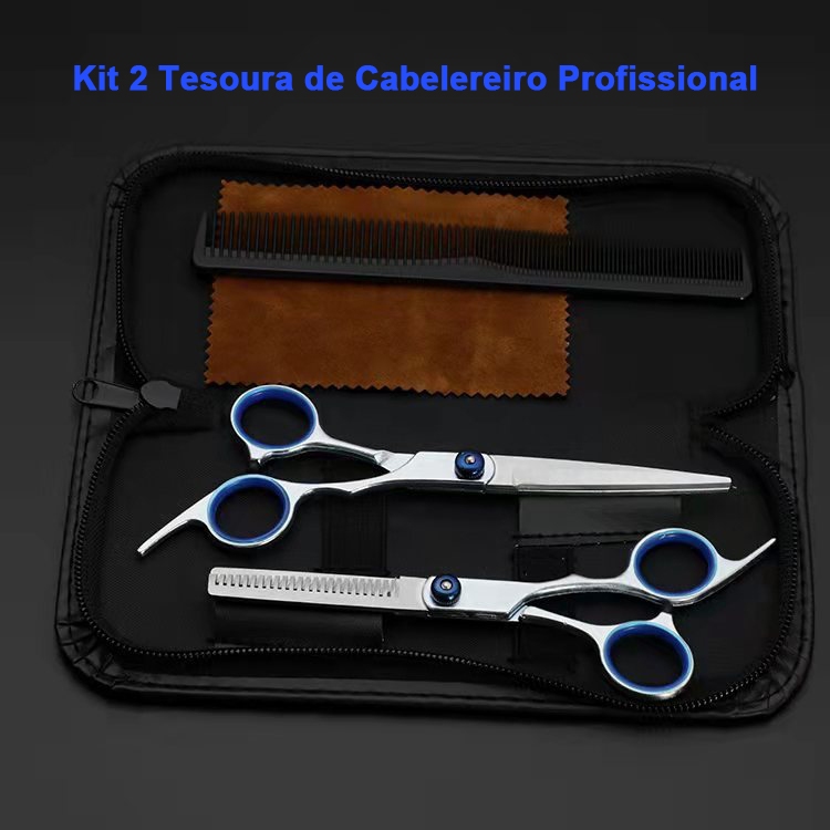 Kit 2 Tesoura De Cabeleireiro Profissional De Aço