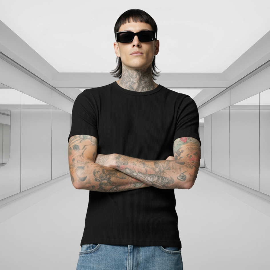 Camiseta Americana Canelada Modelo Masculino