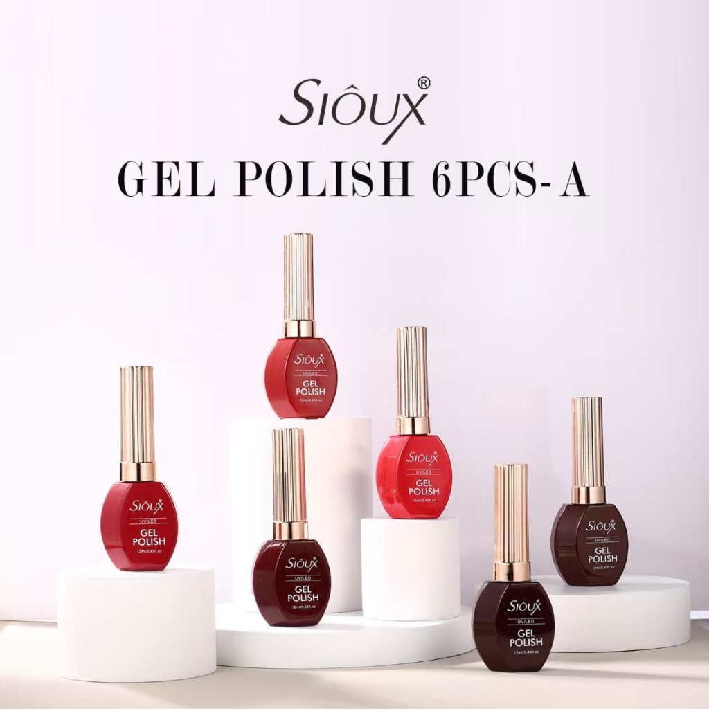 Kit Esmalte em Gel Sioux  6 Cores Vibrantes Gel Po