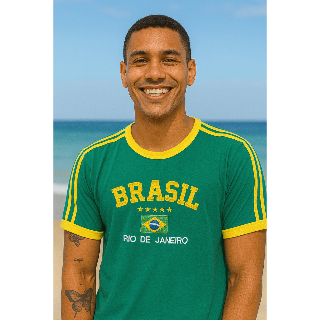 Camisa do Brasil Bordada Adulto Unissex