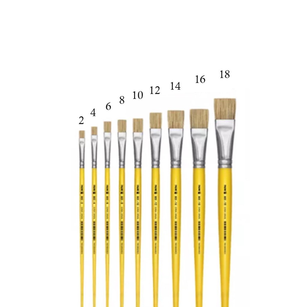 Pincel Chato Reto, Cerdas Naturais, Cabo Curto Tig