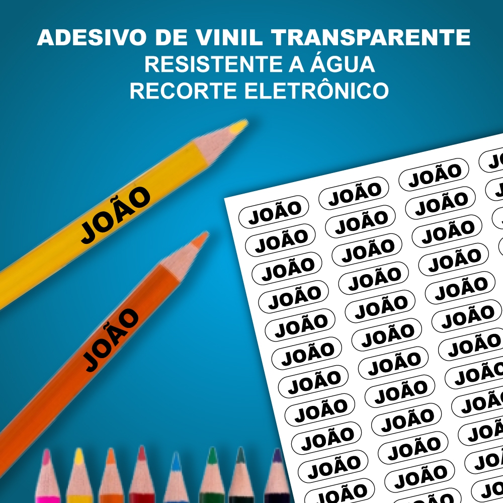 120 Etiquetas Adesivas Escolar Lápis em VINIL TRA