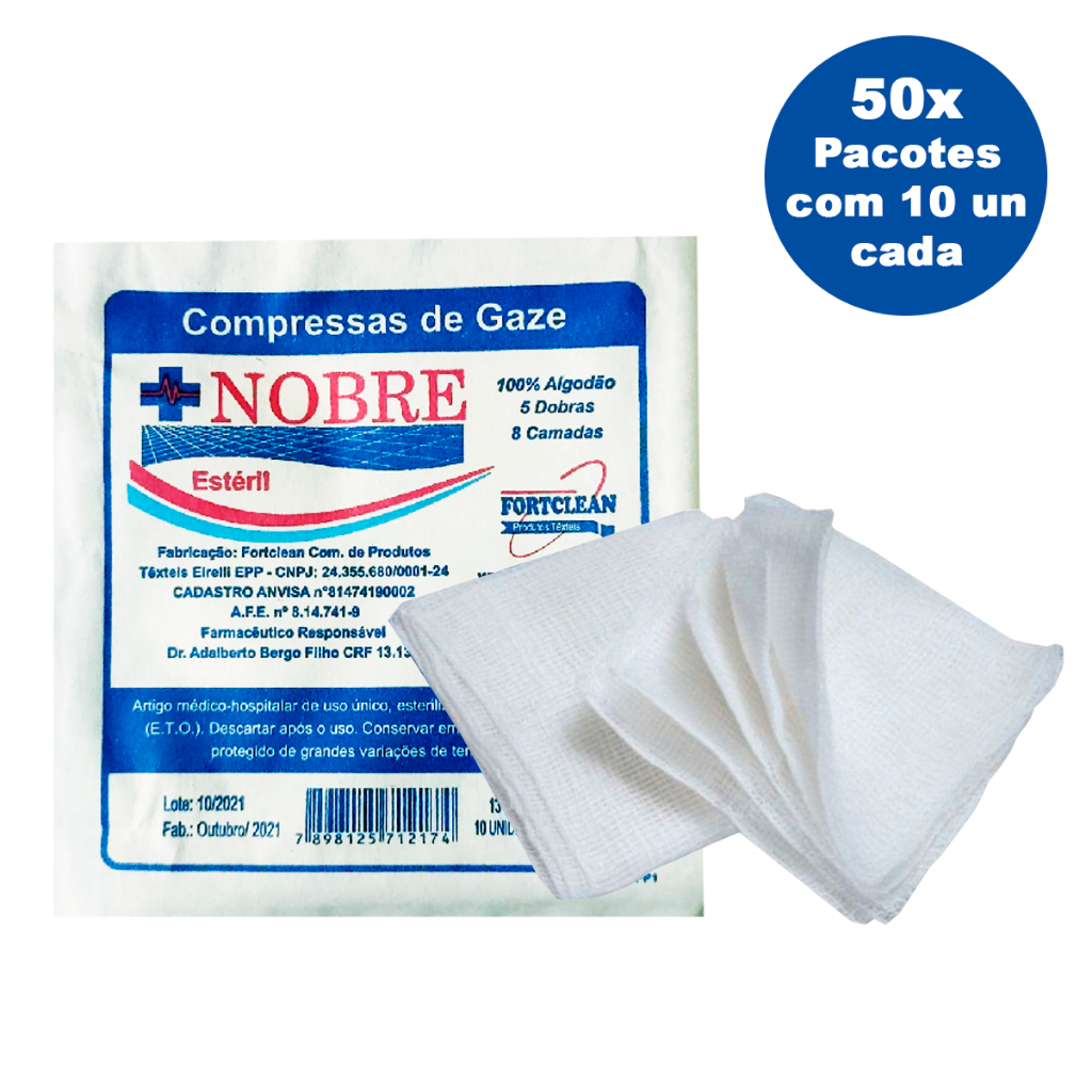 Compressa Gaze Esteril Pacote Com Kit 500 Unidades