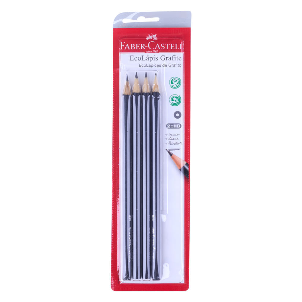 Lápis Grafite Faber-Castell Max Preto N.2 com 4 U