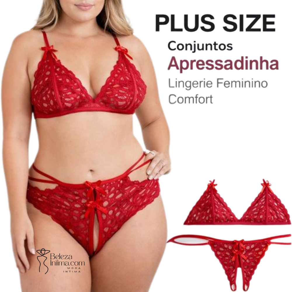Conjunto Apressadinha PLUS SIZE Lingerie Sexy com 