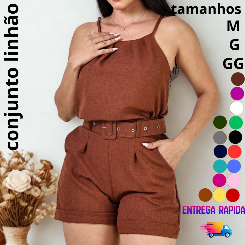 conjunto feminina linhão verão blusa e shorts ca