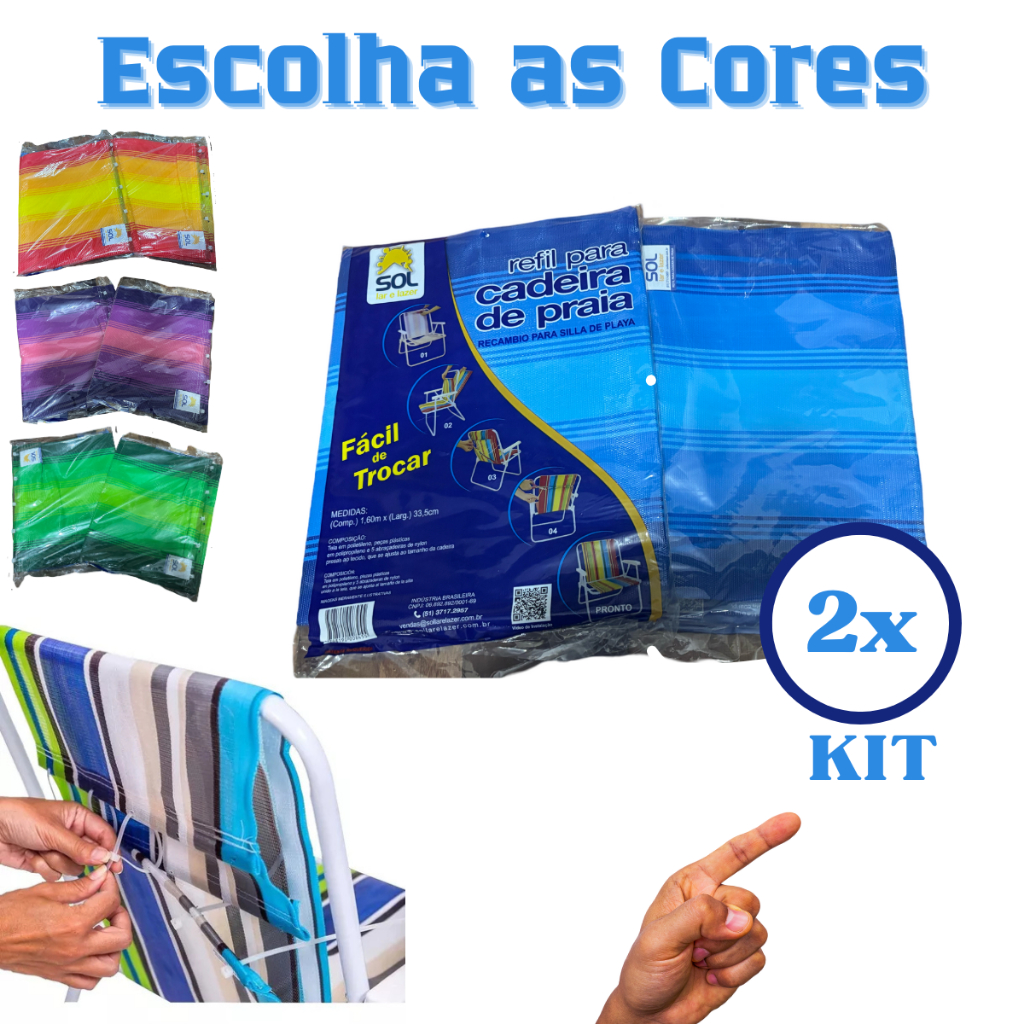 Kit 2 Tecido Reposição para Cadeira de Praia Ref