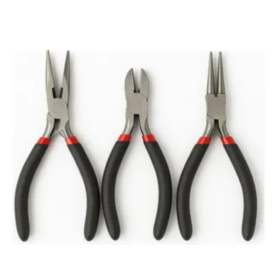 Kit Alicates 3un Corte Bico Jacaré Cabo Antiderra