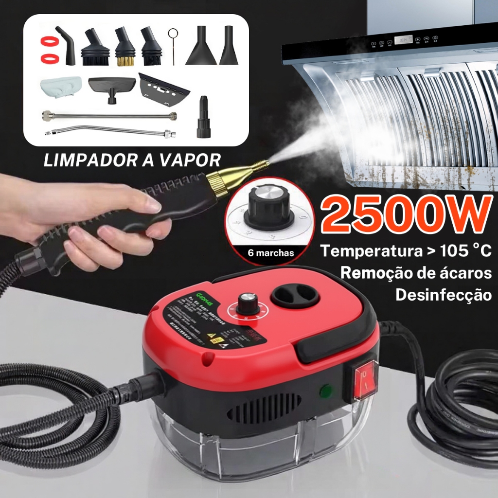 Limpador a vapor portátil de 2500 W, máquina de 