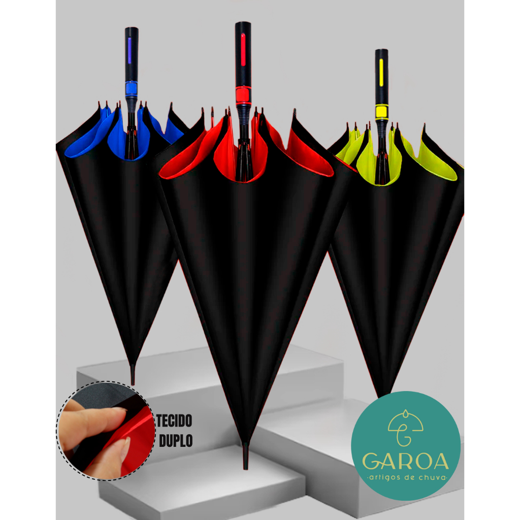 Guarda Chuva Automático Grande Tecido Duplo Haste