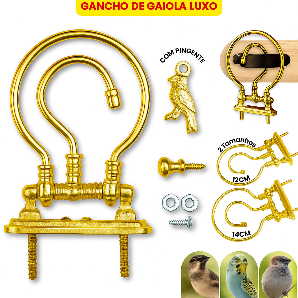 Gancho Dourado para Gaiolas de Torneio Artesanais