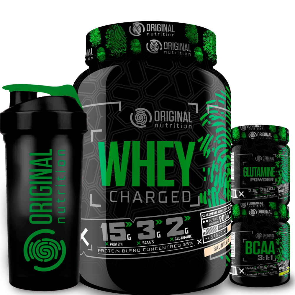 Kit Whey Protein Charged Original + Bcaa + Glutami