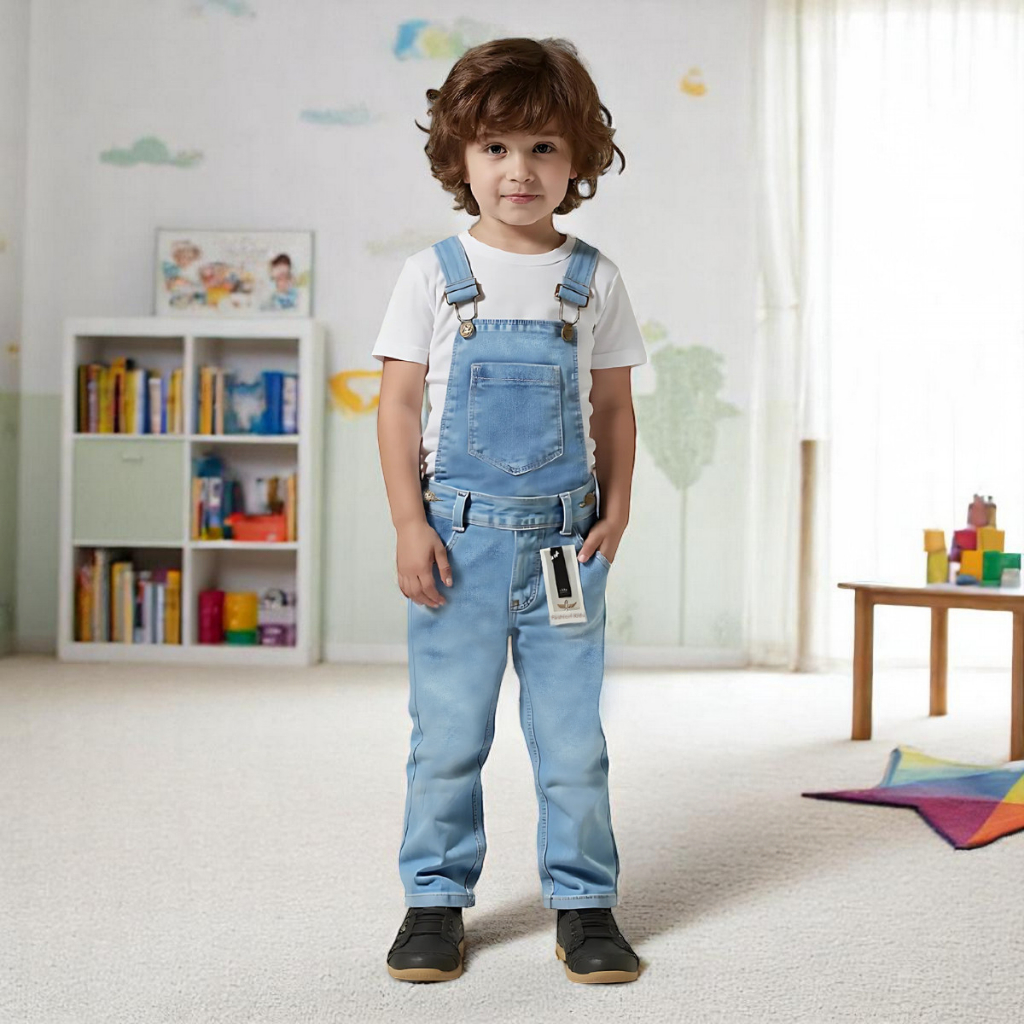 Roupa Infantil Macacão Jardineira Calça Jeans Fa