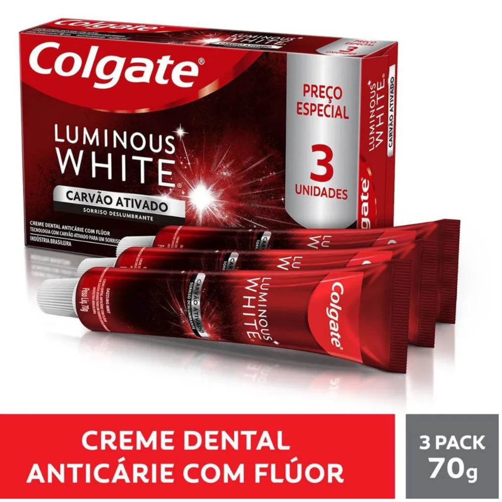 Kit 3 Creme Dental Colgate Luminous White Clareado