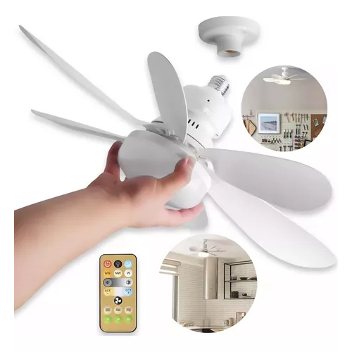Lampada Ventilador De Teto E27 C/ 6 Helices Contro