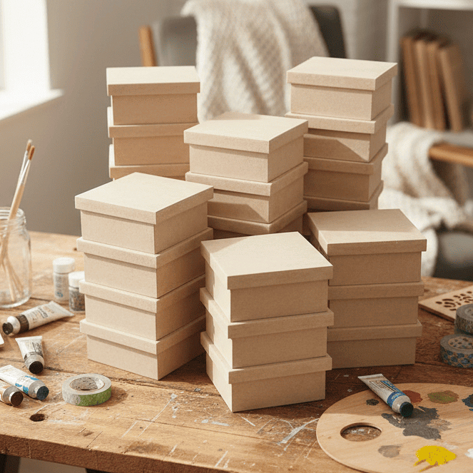 Kit 20 Caixas em MDF Cru 10 Caixas 15x15x5 e 10 Ca