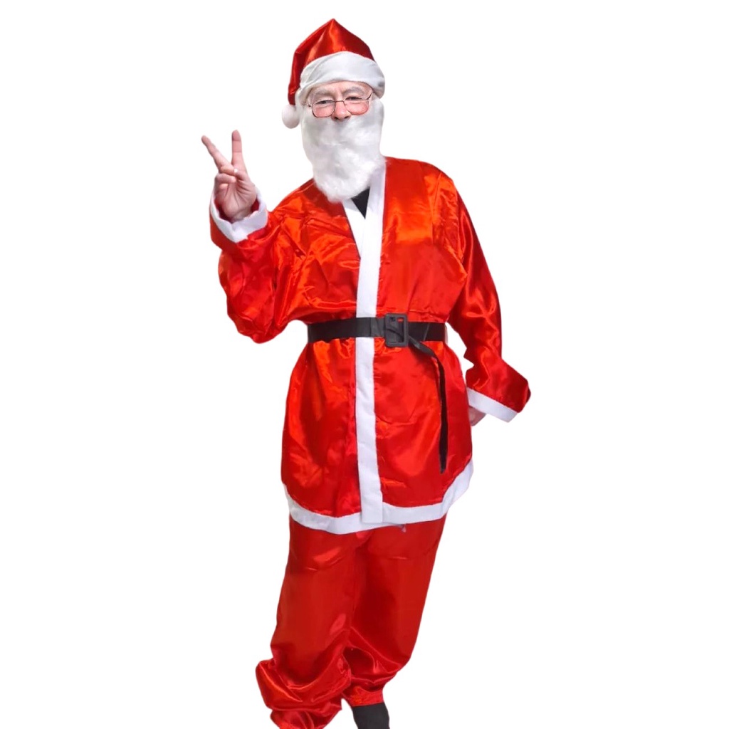 Fantasia Roupa de Papai Noel Adulto Conjunto de Na