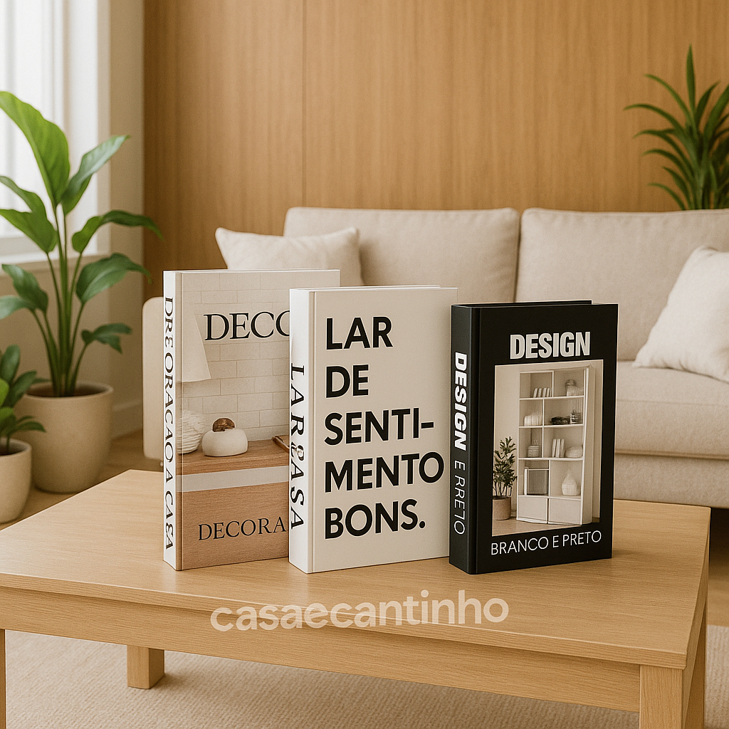 Kit Livro Decorativo 3 Peças Caixa Organizadora L