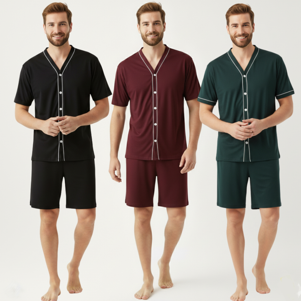 Pijama Masculino Manga Curta / Roupa de Dormir com