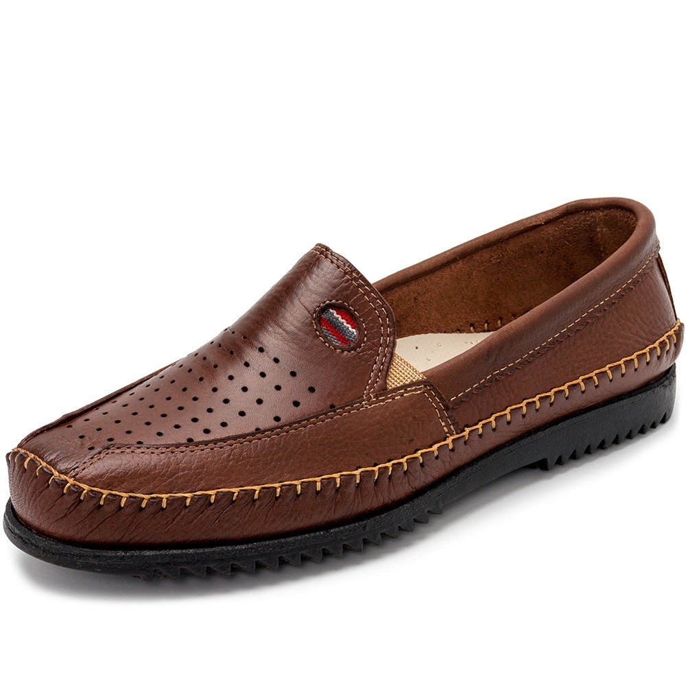 Sapatilha Mocassim Masculino em Couro Legitimo Con