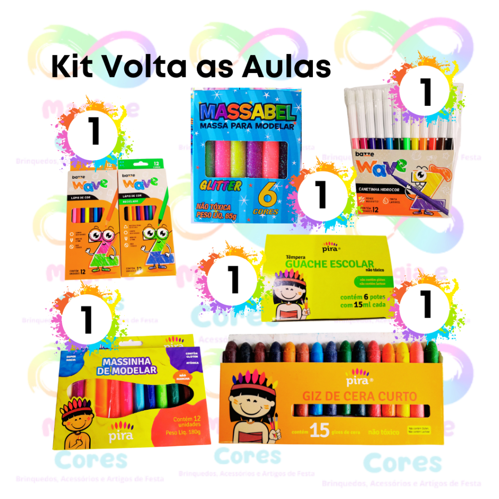 Kit Volta as Aulas. Tinta Guache, Lápis de Cor, M