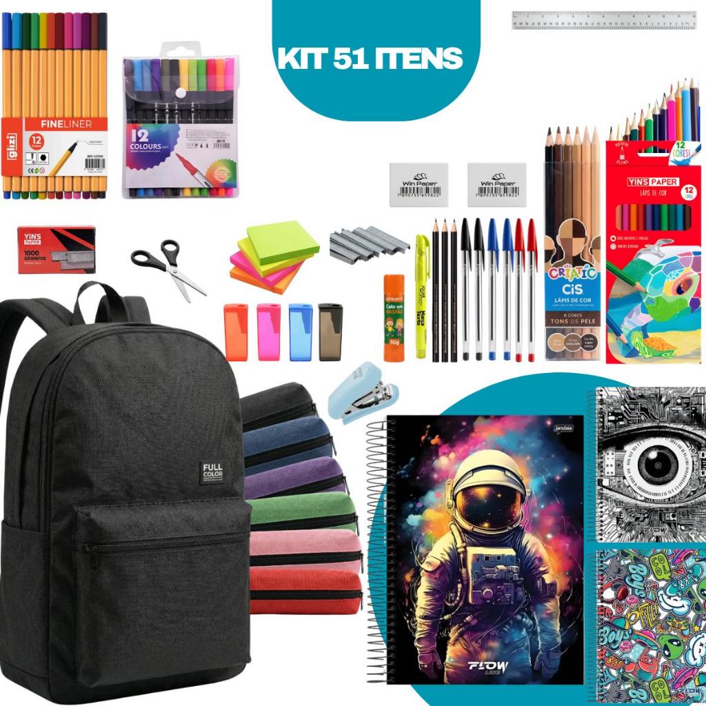 Material Escolar Kit Completo Mochila Ensino Funda