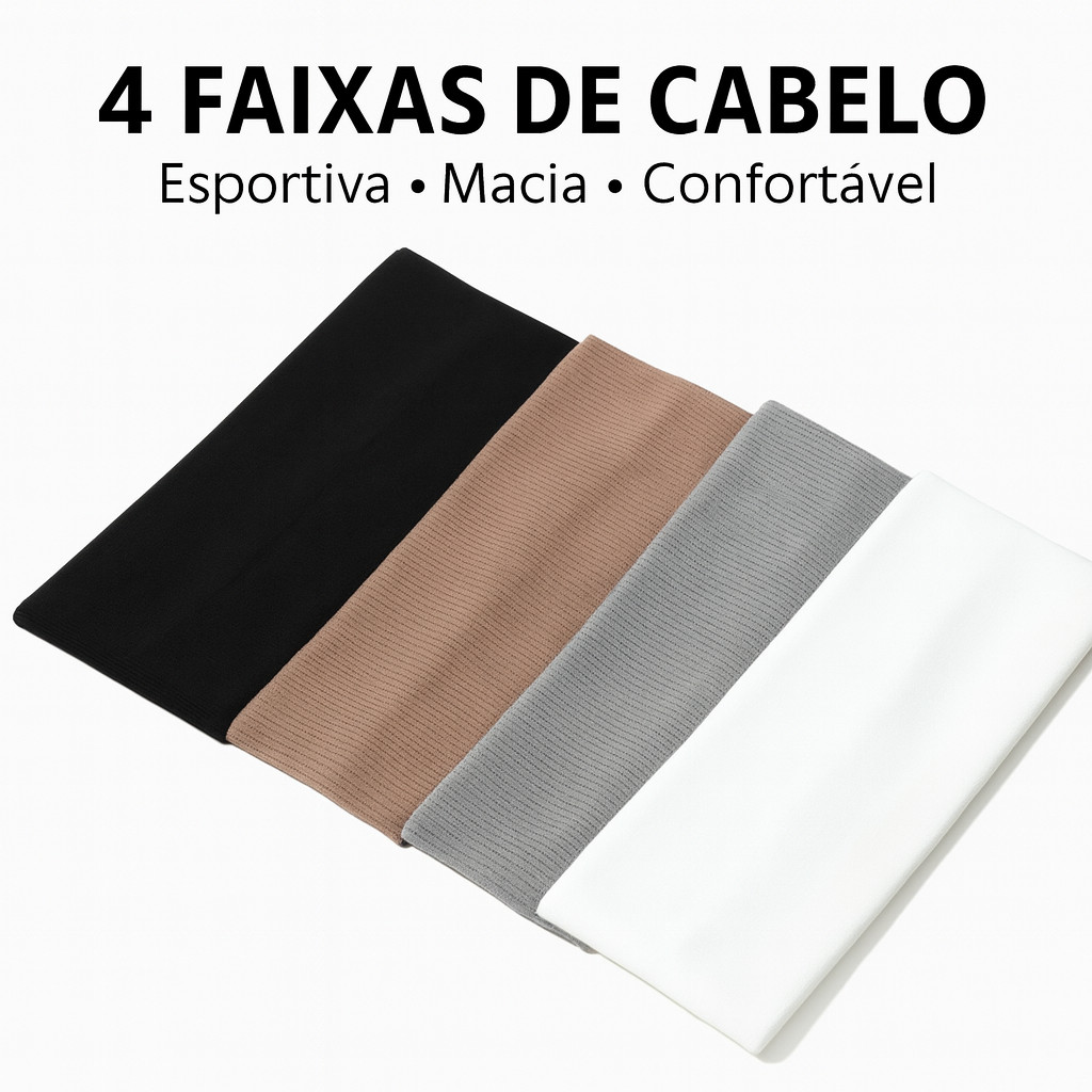 4 Faixas de Cabelo Penteados e Esportes Branco, Pr