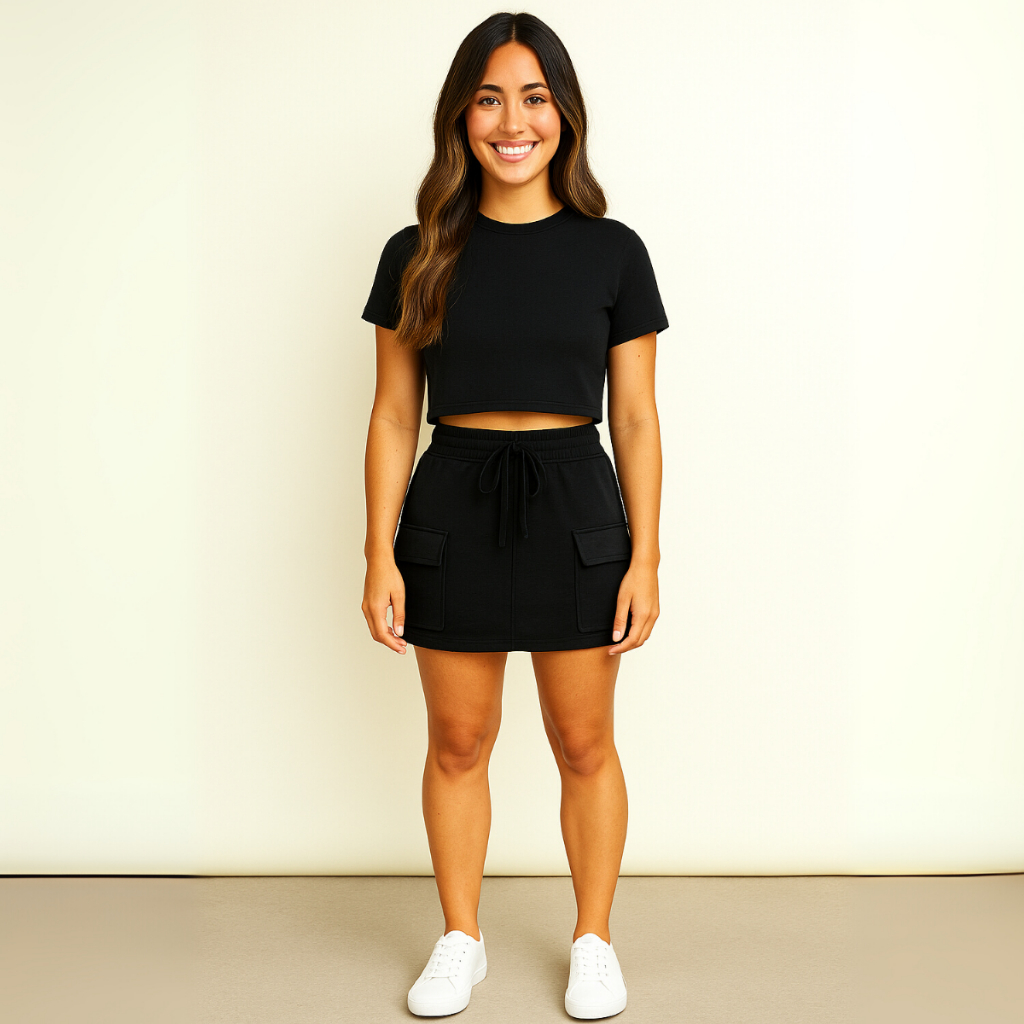 Saia Cargo Feminina em Moletom Moletinho com Bolso