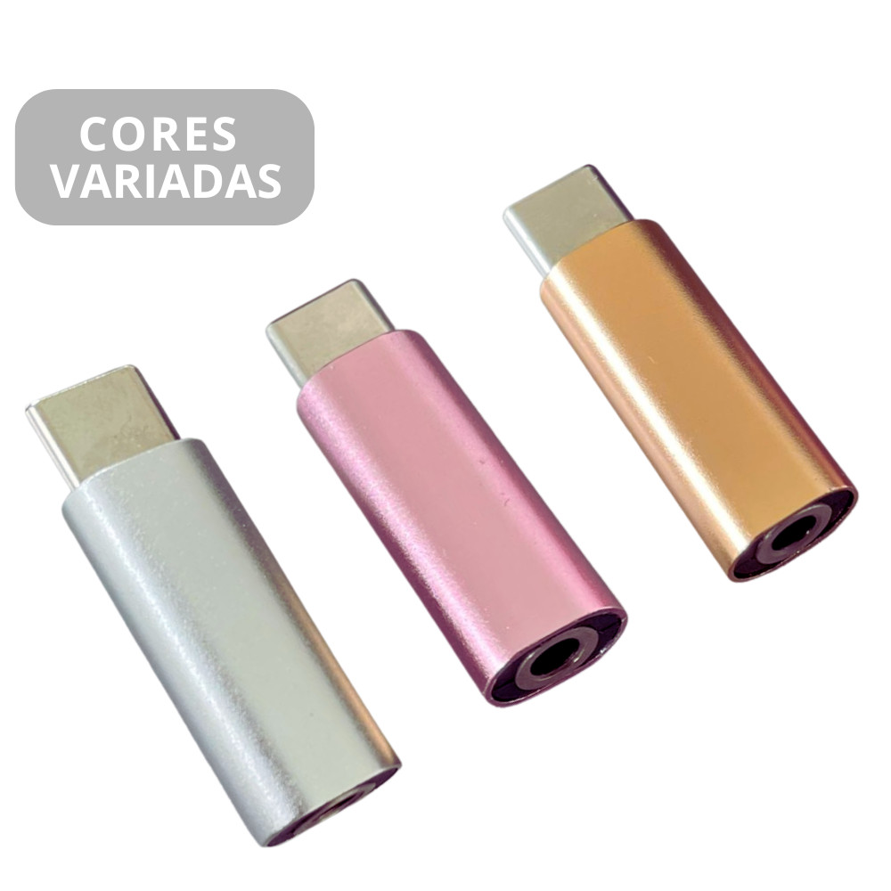 Kit 03 Adaptador Tipo C para P2 Conversor Fone de 
