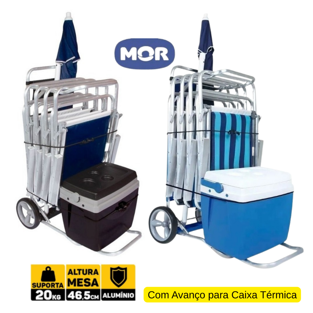 Carrinho de Praia MOR Alumínio Com Avanço Para C