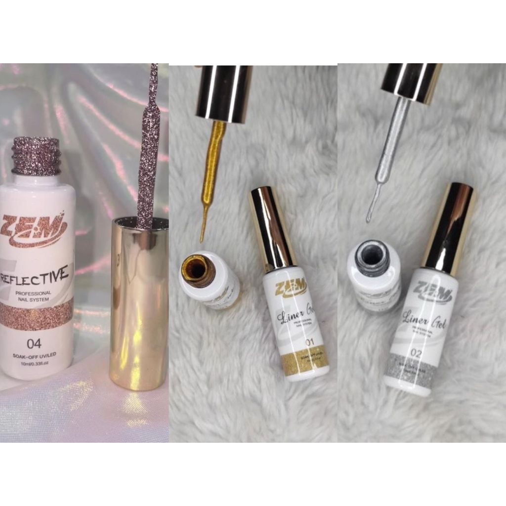 Esmalte Reflexivo Gel Liner Dourado e Prata Art Pr