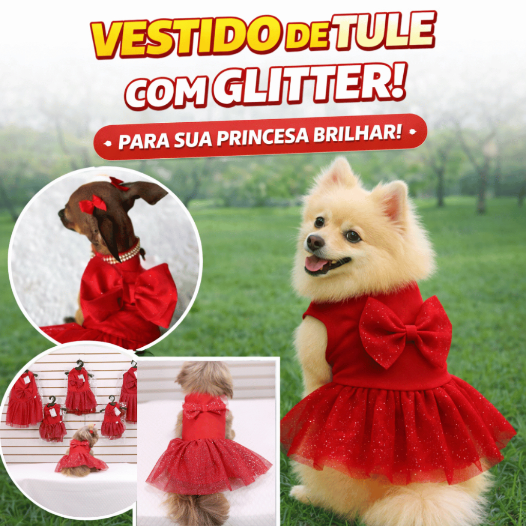 Vestido Para Cachorro Femea Pet Encantado vermelho