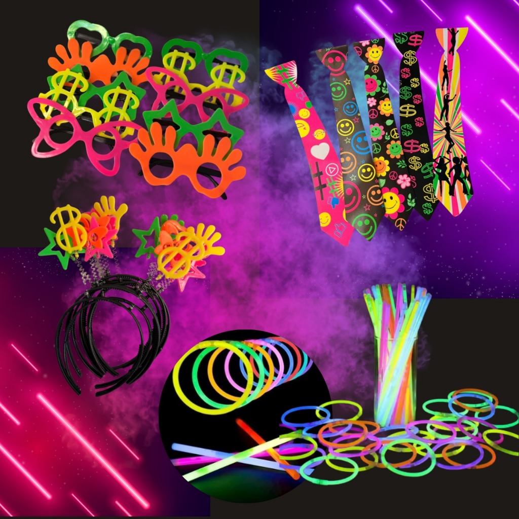 Kit Balada Neon 130 pçs Completo Adereços Festa 