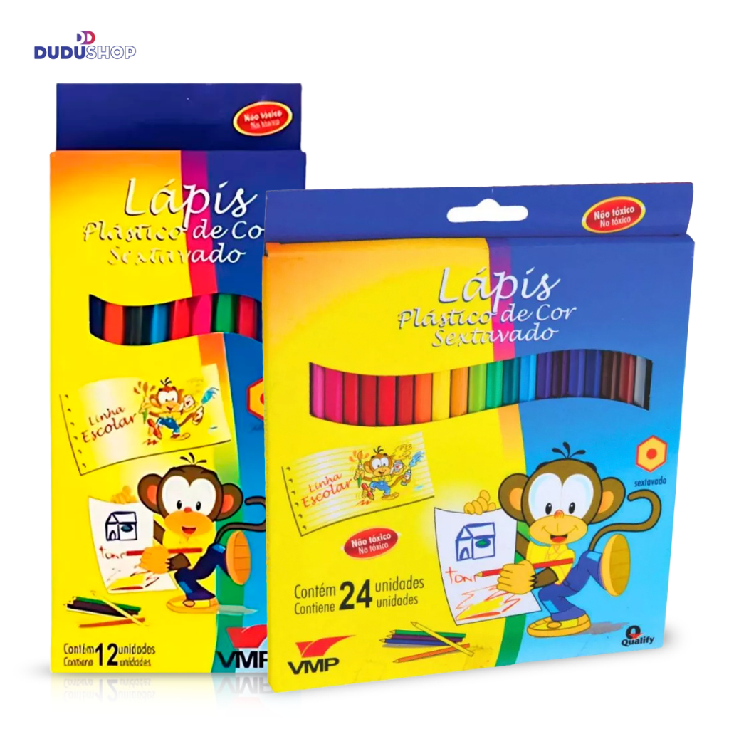 Kit Caixas Lápis de Cor Sextavado Triangular 12 C