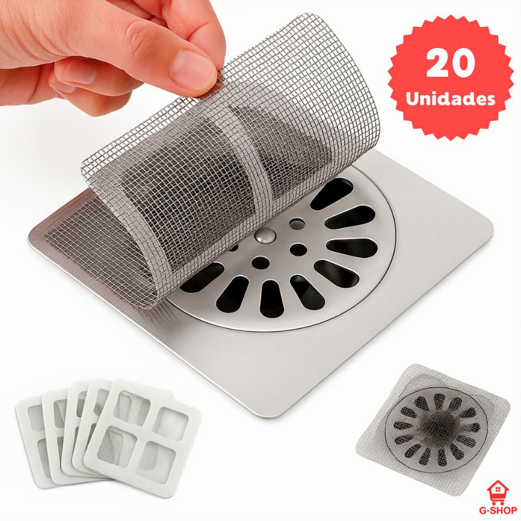 Protetor de Ralo Adesivo Descartável Tela Filtro 