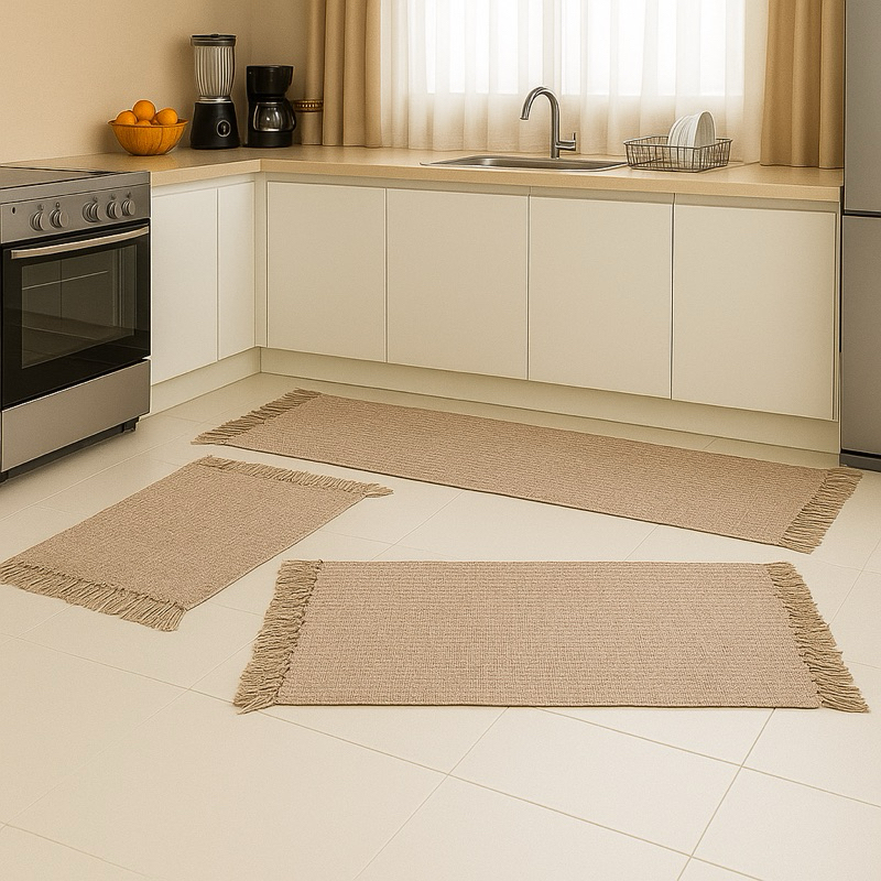 Jogo De Cozinha Passadeira 3 Peças Algodão Artes