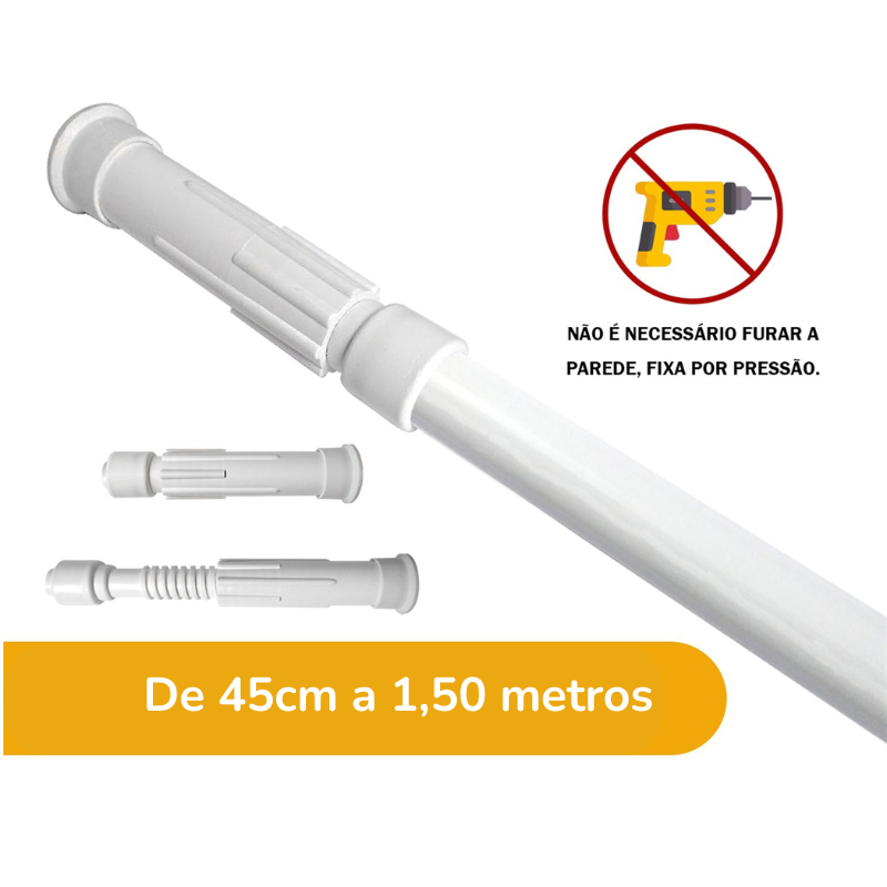 Varão Extensível Ajustável 45cm a 1,50m Cortina