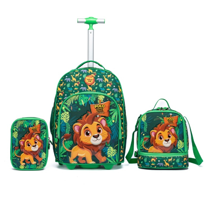 Kit Mochila Rodinha Leão Creche Pré escola Menin