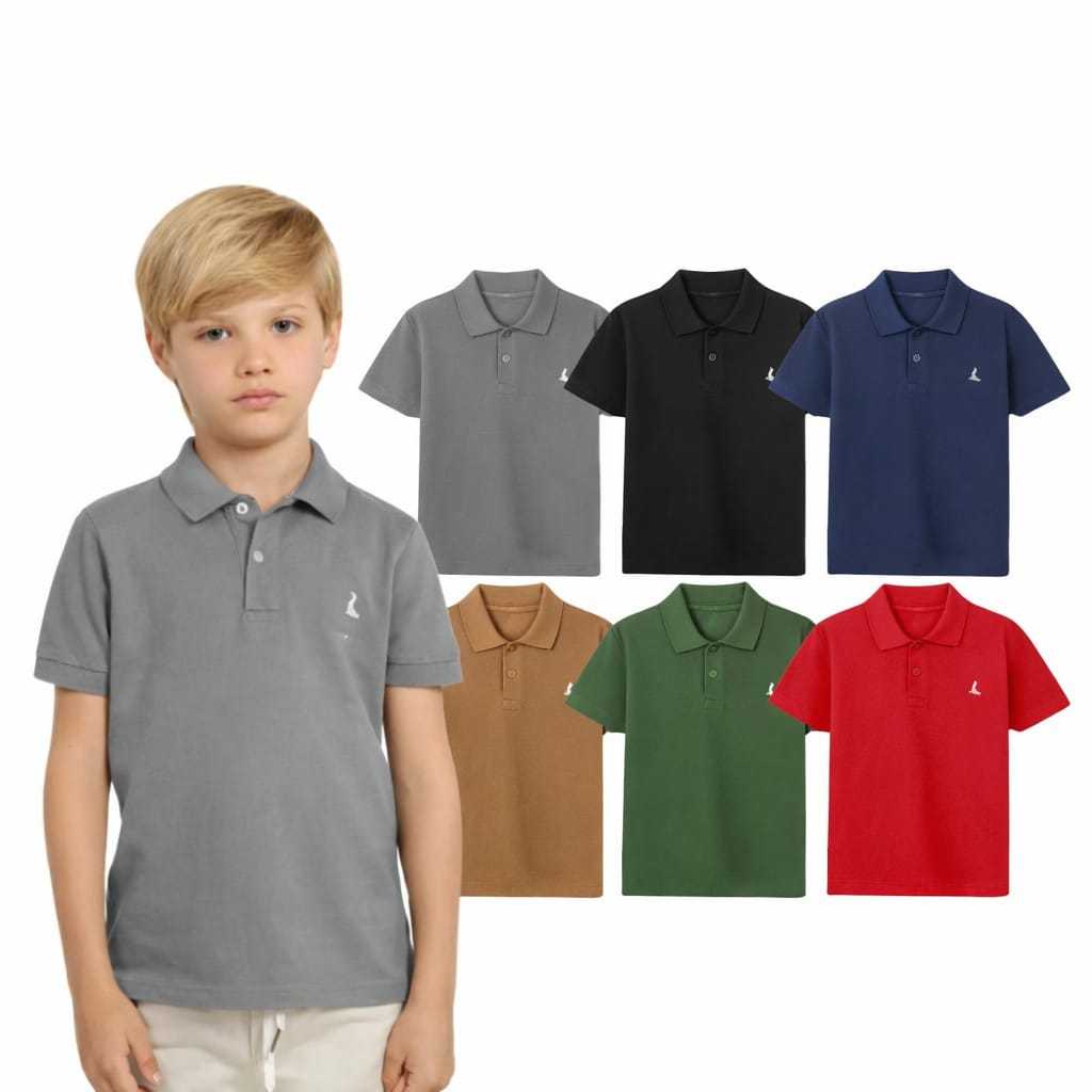Camisa Polo  infantil e Juvenil manga curta tamanh